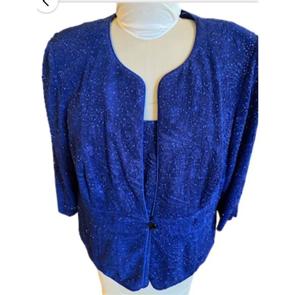 Alex Evenings 2-Piece Knit Tank/Jacket Blue Glitter Sparkle Plus Sz. 1X - Picture 2 of 11